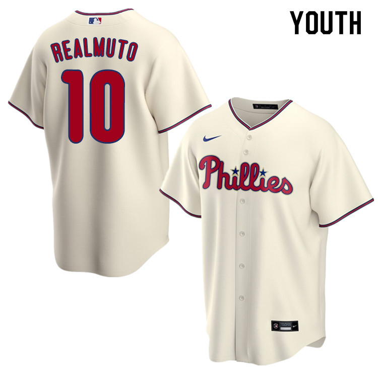 Nike Youth #10 J.T. Realmuto Philadelphia Phillies Baseball Jerseys Sale-Cream
